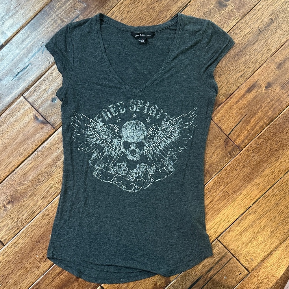 Free Spirit S Rock n Republic Charcoal Graphic Tee